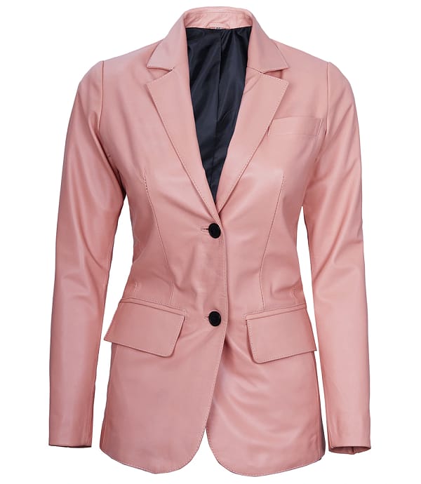 Pink blazer coat for women - front view